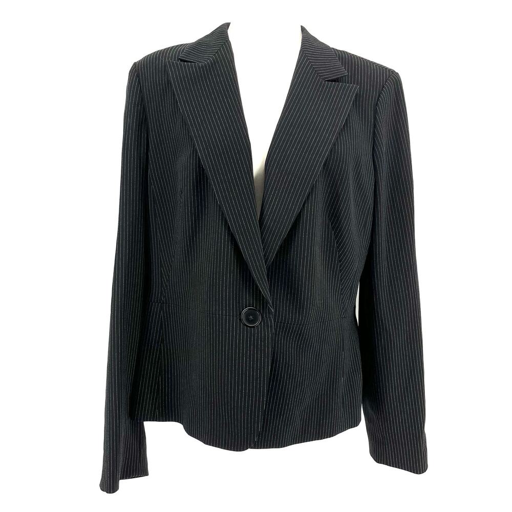 Anne Klein Black‎ Pinstripe Button Jacket (16)
